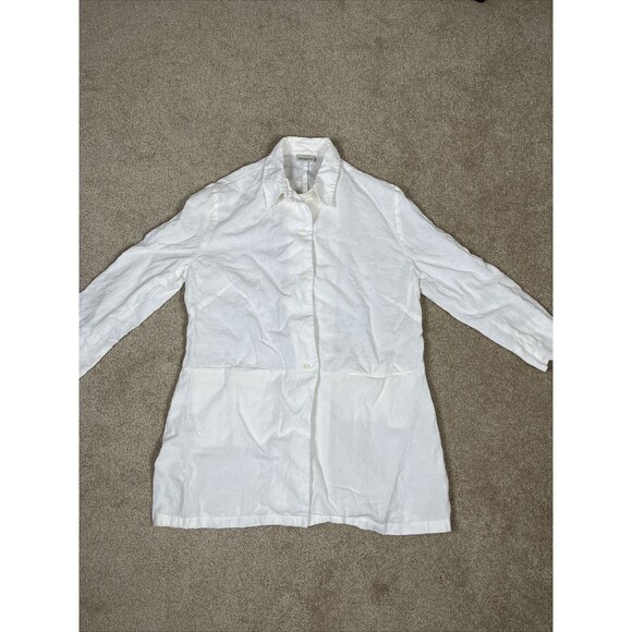 TINTORERTTO Women’s White Blazer Jacket With Two Front Pocket 100% Linen Size XL - Picture 1 of 15